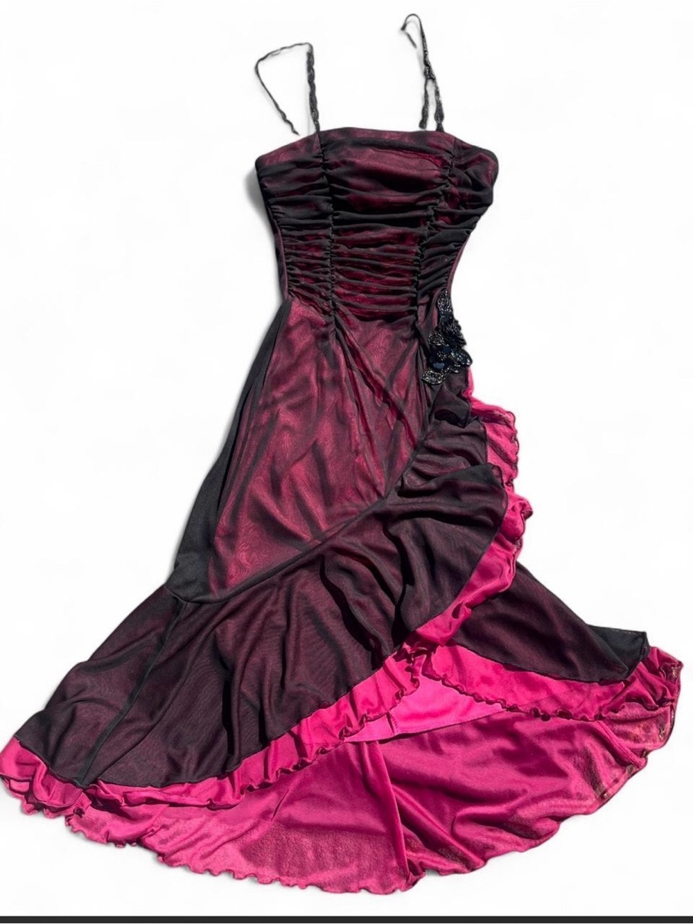 Mariposa Black and Fuchsia Strapless dress